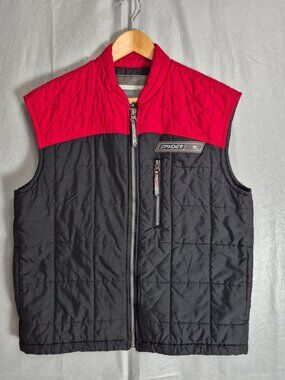 Mens SPYDER Red Black Full Zip Sleeveless Puffer Vest SIZE M - 0568